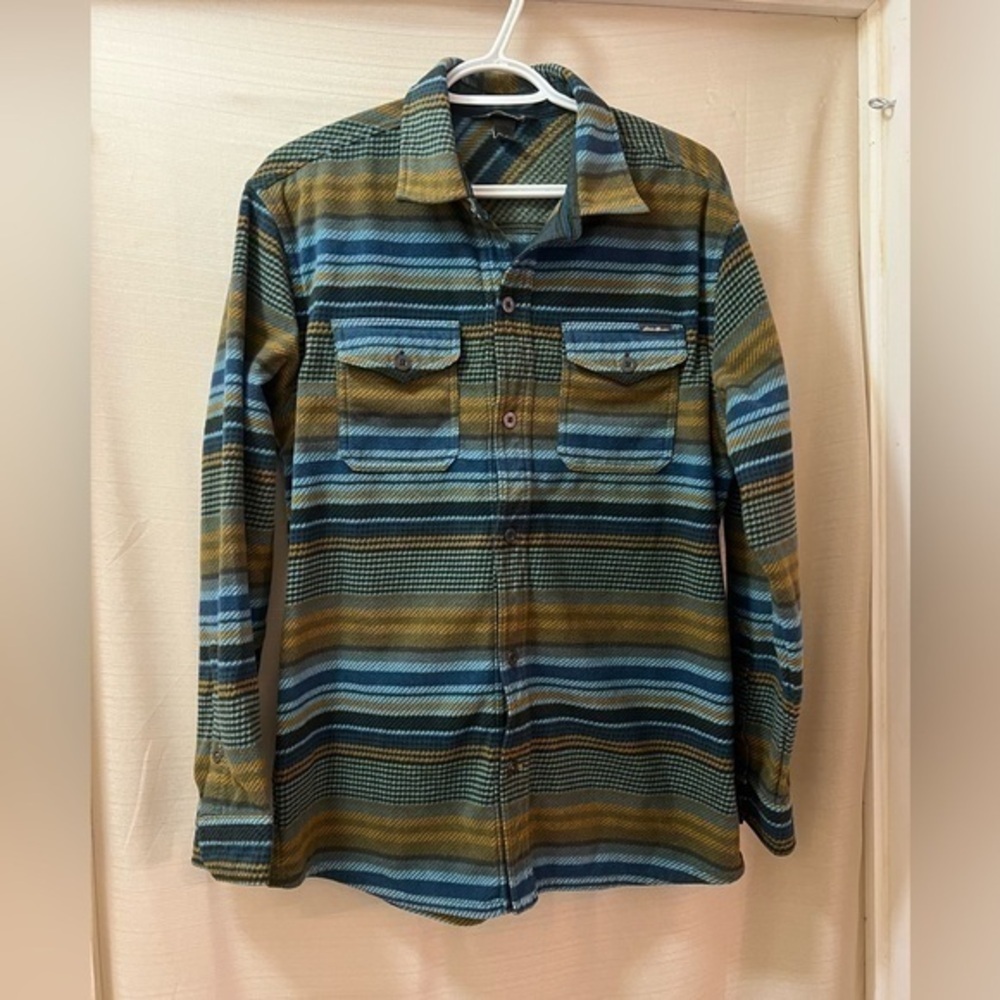 Eddie Bauer BOGO striped fleece flannel button down shirt size medium ⚫️